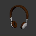 Brown Leather Over Ear Headphones With Metal Accents Modern Design And High Quality Sound