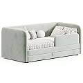 Modern Light Green Two seater Sofa With Striped Polka Dot Round Pillows