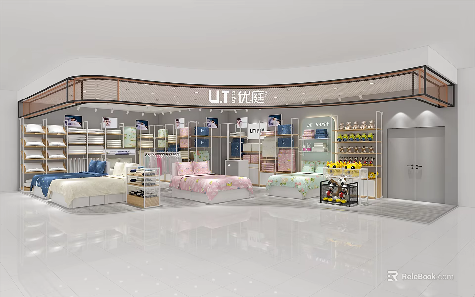 UTI Store Interior With Bedding Mattresses Pillows And Home Textile Displays 3d model 