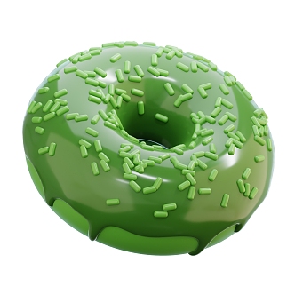 Modern Donut Bread Matcha Bread Food Cartoon Bread 3d model