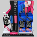 Cosmetic Display Shelf With Big Eyes Colour Mascara Pink Blue Tubes And Packaging