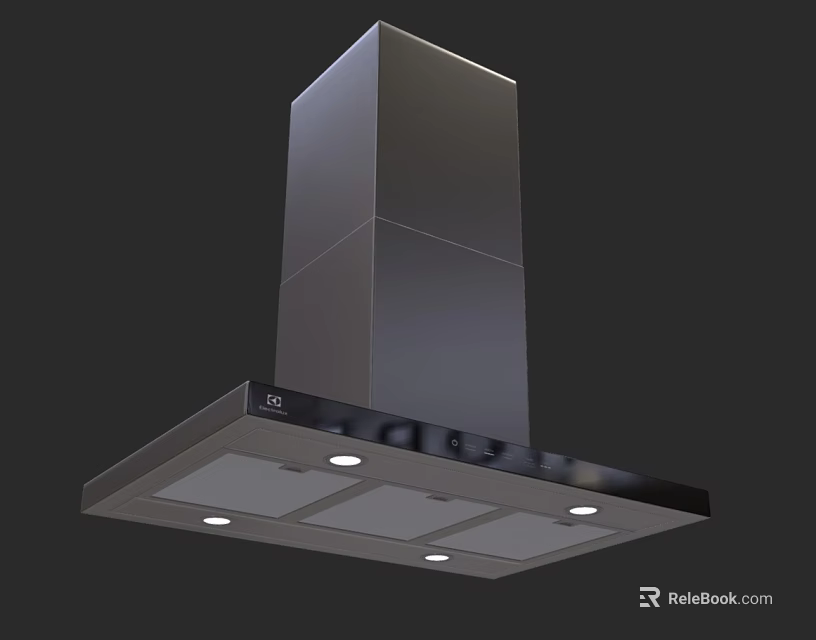 Modern Stainless Steel Kitchen Appliance Range Hood With LED Lights 3d model 