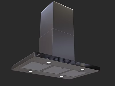 Modern Stainless Steel Kitchen Appliance Range Hood With LED Lights 3d model