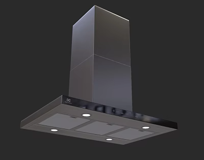 Modern Stainless Steel Kitchen Appliance Range Hood With LED Lights 3d model