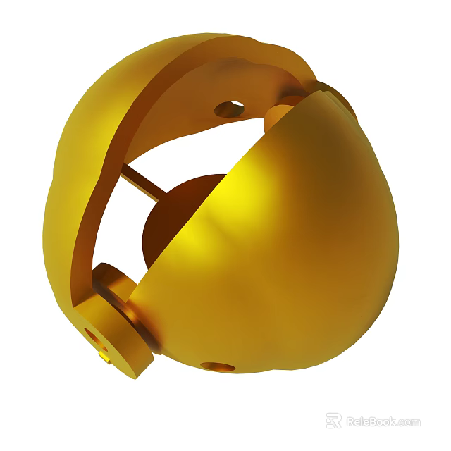 Golden Metallic Mechanical Component With Smooth Surface And Structural Holes 3d model