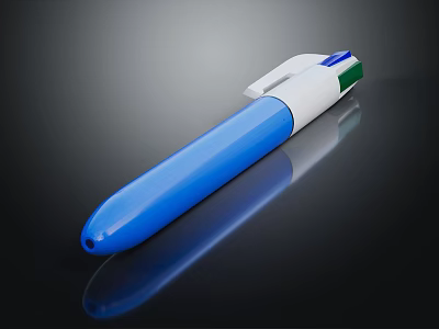 Sleek Blue White And Green Pen Design With Shiny Body And Modern Cap 3d model