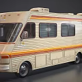 Fleetwood Classic Beige Striped Recreational Vehicle With Multiple Windows Exterior Design