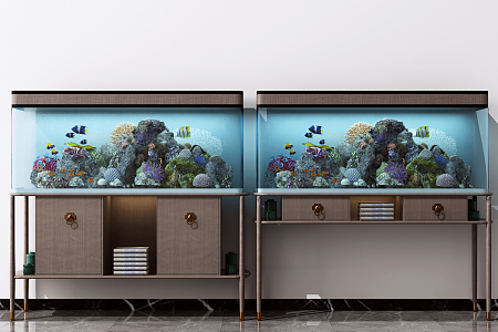 New Chinese Fish Tank Fish Tank Cabinet 3d model