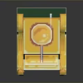 Yellow Cartoon Style Tank Model With Green Windows Block Turret And Dark Background Reflection