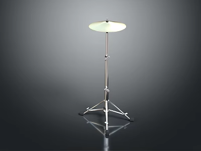 Drum Cymbal On Chrome Stand Reflective Surface Musical Instrument Setup Studio 3d model
