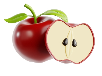 Modern Apple Red Apple Fruit Cartoon Fruit Fresh Fruit 3d model