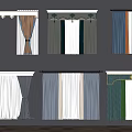 Colorful Curtain Designs With Striped Patterns Solid Colors And Decorative Valances For Modern Windows 3d model