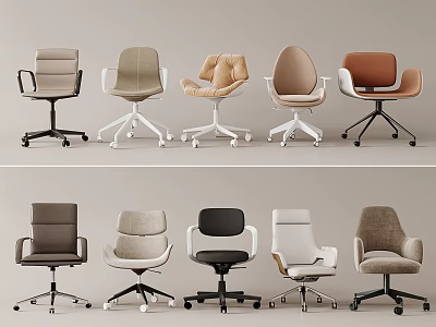 Modern Office Chairs With Multiple Styles Various Colors And Swivel Comfort Design 3d model