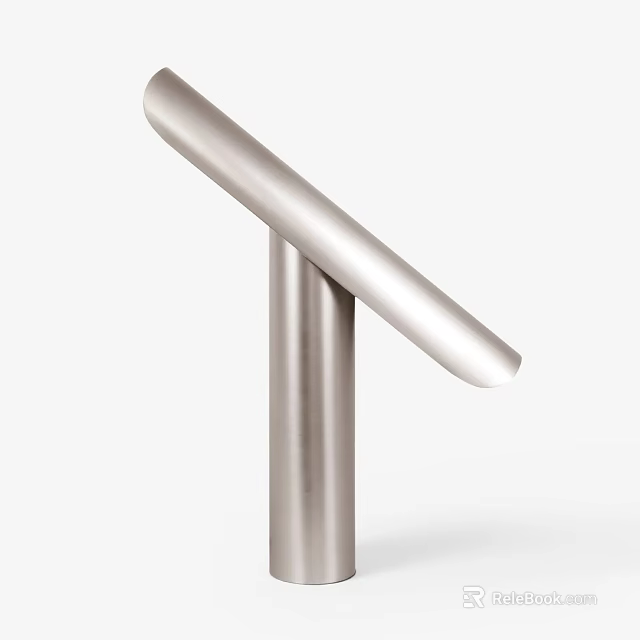 Modern Minimalist Table Lamp With Metallic Silver Structure And Sleek Thin Curved Arm 3d model 