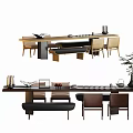 Sales department large board table and chair combination 3d model