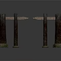 Traditional Wooden Architectural Structures With Ancient Pillars And Beams