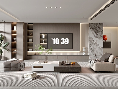 Home Living Room TV Background Wall Simple Living Room Coffee Table Combination Sofa TV Cabinet Minimalist Living Room model