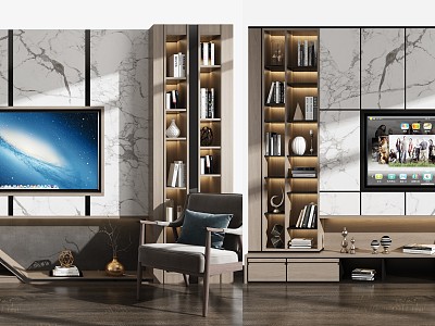 Modern TV Background Cabinet TV Wall TV Cabinet Combo model