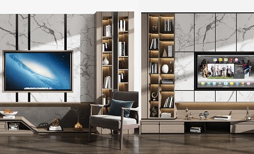 Modern TV Background Cabinet TV Wall TV Cabinet Combo 3d model