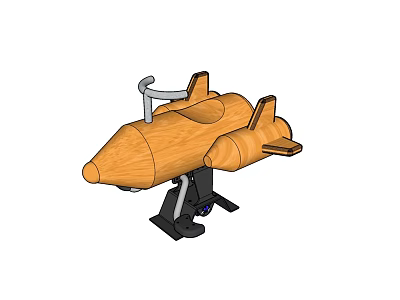 Wooden Building Blocks Rocket Model With Black Base And Fins 3d model