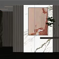 Modern Interior Design With Wooden Partition Marble Wall And Decorative Painting