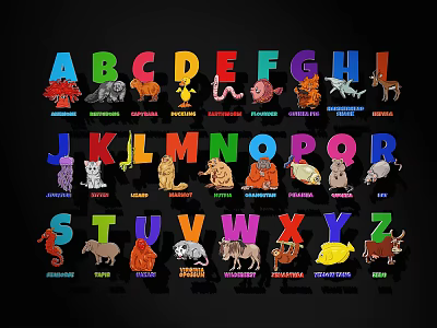 Colorful Decorative Light With Alphabet Letters And Animal Patterns For Kids Room 3d model