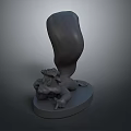 3D Character Sculpture With Reclining Figure And Large Creature Structure On Base 3d model