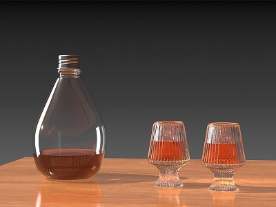 Wine Cocktail Glass Wine Bottle 3d model