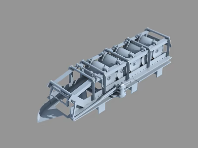 Industrial Processing Equipment 3D Model With Multi Unit Mechanical Frame And Support Legs 3d model