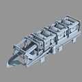 Industrial Processing Equipment 3D Model With Multi Unit Mechanical Frame And Support Legs