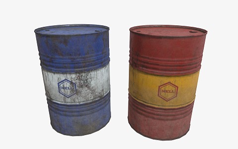 Industrial LOFT Oil Drum Tin Drum Chemical Drum 3d model