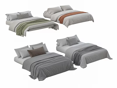 Modern Bedroom Bed Linen Arrangements In Different Styles 3d model