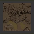 Detailed Realistic 3D Terrain Model Showcasing Mountain Ranges And Lake Features 3d model
