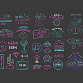 Neon Decorative Lights With Heart Diamond Cocktail Music Elements For Festive Decor