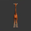 3D Red Giraffe Model with Red Spots in Standing Pose on Gray Background with Reflection 3d model