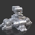 Shiny Silver Metallic Mechanical Components With Interconnected Precision Industrial Structure 3d model