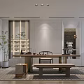 Modern Duplex Living Room Interior With High Ceiling Pendant Lights And Large Windows
