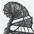 vintage staircase spiral staircase cast iron forging 3d model