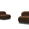 Modern Brown Leather Single Sofa With Stylish Design And Rounded Tufted Details 3d model
