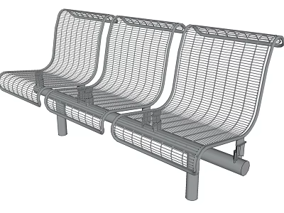 Outdoor Landscape Seat With Modern Metal Mesh Design And Three Seats 3d model