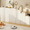 White Dresser In Bright Living Room With Sunlight And Decorative Items On Top