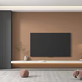 Modern TV Wall Design With Minimalist Console Artwork And Area Rug 3d model