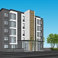 Modern Residential Building Simple Multi-storey Residence 3d model
