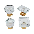Transparent Glass Cabinet Knobs With Golden Base And Various Geometric Designs 3d model