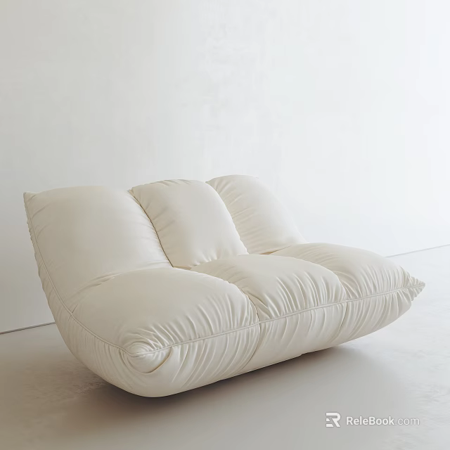 White Upholstered Single Sofa With Plush Cushions In Modern Minimalist Interior 3d model 