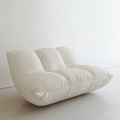 White Upholstered Single Sofa With Plush Cushions In Modern Minimalist Interior 3d model