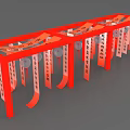 Red Event Passage for Activities with Frame Structure and Hanging Strips 3d model