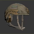 Tactical Military Weapon Helmet With Worn Surface Mounts And Adjustable Strap Attachments 3d model