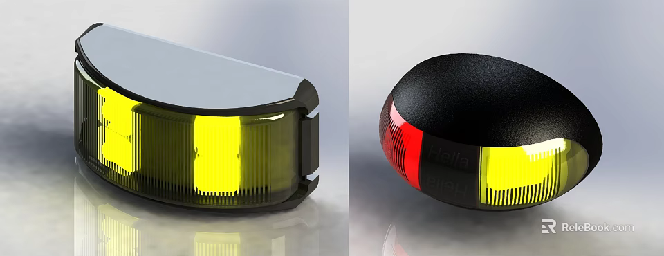 Safety Warning Lights With Yellow And Red Lenses For Emergency Applications 3d model 