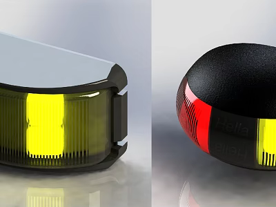 Safety Warning Lights With Yellow And Red Lenses For Emergency Applications 3d model